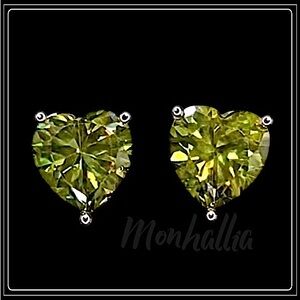 NEW 925 SILVER LIME GREEN SHERBET HEART LOVE STUD EARRINGS